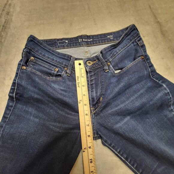 Levis Jeans Womens 27 Blue Demi Curve Mid Rise Bootcut Medium Wash Stretch - Picture 9 of 12